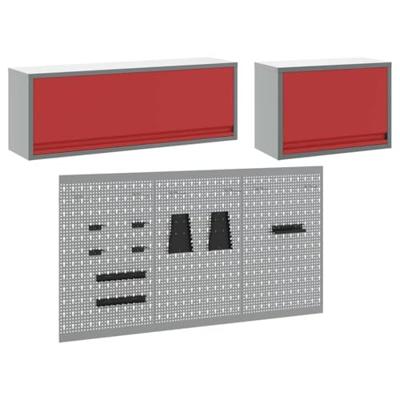 VidaXL Gereedschapskast set met plank 5 pcs rood gepoedercoat staal