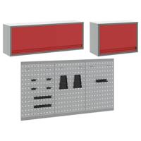 VidaXL Gereedschapskast set met plank 5 pcs rood gepoedercoat staal - thumbnail