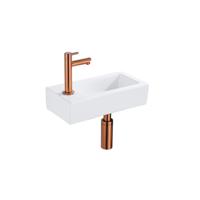 Fortifura Fuente fonteinset - 36x18.5x9cm - 1 kraangat - solid surface - fonteinkraan koper - mat wit SW970033/SW799403/SW705498 - thumbnail
