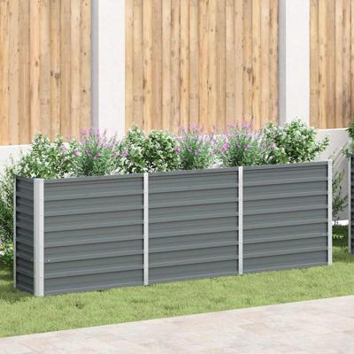 VidaXL Plantenbak verhoogd 240x40x77 cm gegalvaniseerd staal grijs