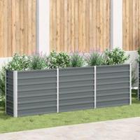 VidaXL Plantenbak verhoogd 240x40x77 cm gegalvaniseerd staal grijs - thumbnail