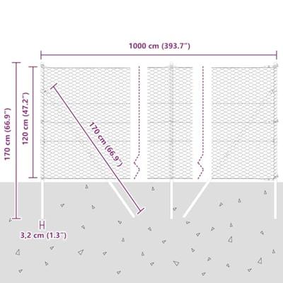 VidaXL Afrasteringspaal groen 10 x 1,2 m (36 mm gaas) staal en pvc