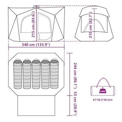 VidaXL Tent 5-persoons waterdicht groen