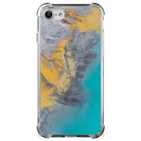 iPhone SE 2022/2020 | iPhone 8/7 Anti-Shock Hoesje Marble Blue Gold - thumbnail
