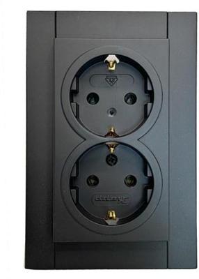 Enzo Kopp hk07 pure mat zwart inbouw stopcontact ra dubbel - 4624620