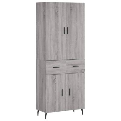 Hoge kast 69,5x34x180 cm bewerkt hout grijs sonoma eikenkleurig