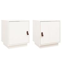 Nachtkastjes 2 st 40x34x45 cm massief grenenhout wit - thumbnail