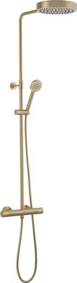 Ben Engraved Line regendoucheset Ø25cm geborsteld messing pvd