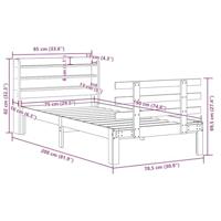 Bedframe met hoofdbord massief grenenhout wit 75x190 cm - thumbnail