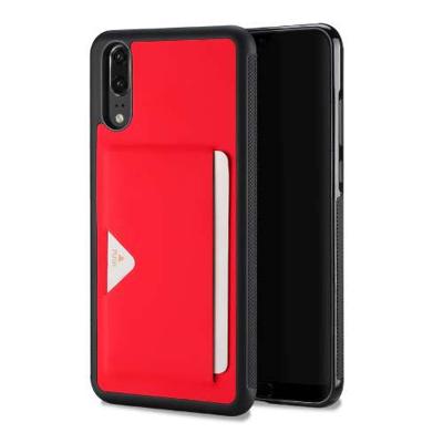 Huawei P20 | TPU Hoesje | Rood met Pashouder