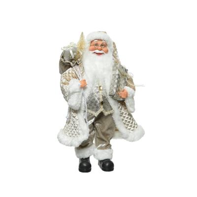Kerstman pes l20b30h60 cm zilver Decoris - Decoris