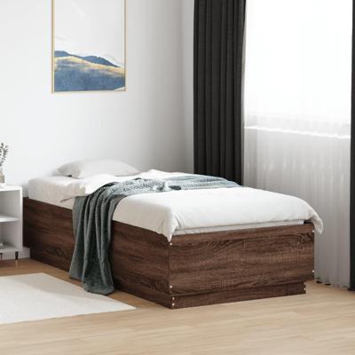 Bedframe met LED-verlichting bruin eikenkleurig 75x190 cm