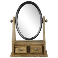 Gietijzeren en houten miniatuur kapspiegel - thumbnail