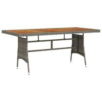 Tuintafel 160x70x72 cm poly rattan en massief acaciahout grijs - thumbnail
