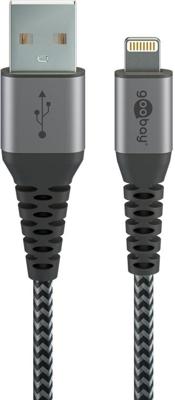 goobay Lightning naar USB-A textielkabel met metalen aansluitingen goobay Lightning naar USB-A textielkabel met metalen aansluitingen