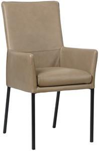 Taupe leren moderne eetkamerstoel Royal - poot vierkant zwart - Granada leer Taupe (taupe leer)