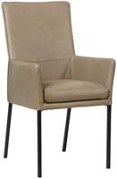 Taupe leren moderne eetkamerstoel Royal - poot vierkant zwart - Granada leer Taupe (taupe leer) - thumbnail