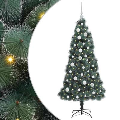 Kunstkerstboom met lichtjes en ballenset Groen 150 cm PET