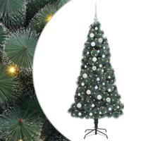 Kunstkerstboom met lichtjes en ballenset Groen 150 cm PET - thumbnail
