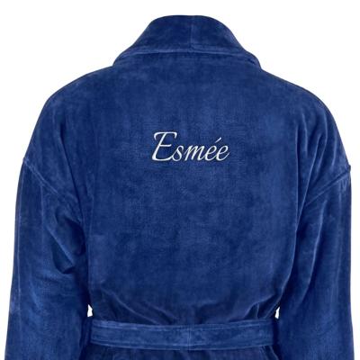 Dames badjas borduren - Donkerblauw - S/M