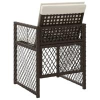 Tuinstoelen 4 st met kussens poly rattan bruin - thumbnail