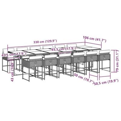13-delige Tuinset met kussens poly rattan zwart
