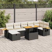 5-delige Loungeset met kussens poly rattan zwart - thumbnail