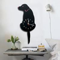 Thuiskantoor slaapkamer decoratie batterij geëxploiteerd Dog gevormde Wandklok met swingende staarten formaat: 42 x 18cm (zwart) - thumbnail