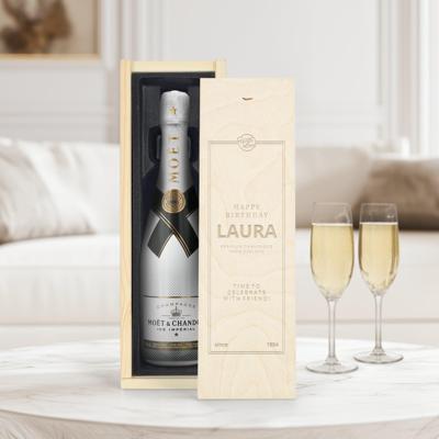 Champagne in gegraveerde kist - Moët & Chandon Ice Imperial (750ml)