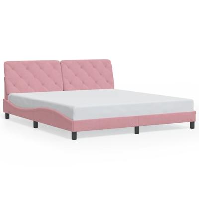 Bedframe met LED zonder matras fluweel roze 200x200 cm