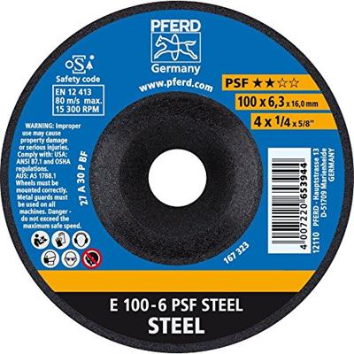 PFERD TOOLS 62010634 E 100-6 PSF STEEL/16,0 Afbraamschijf gebogen Diameter 100 mm Boordiameter 16 mm Gietijzer, Staal, Gegoten staal 10 stuk(s) PFERD TOOLS 62010634 E 100-6 PSF STEEL/16,0 Afbraamschijf gebogen Diameter 100 mm Boordiameter 16 mm Gietijzer, Staal, Gegoten staal 10 stuk(s)