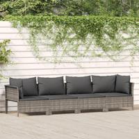 4-delige Loungeset met grijze kussens poly rattan - thumbnail