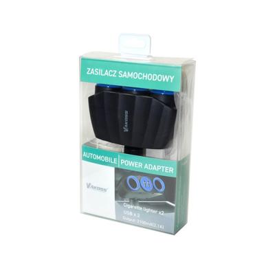 Vakoss TP-3268K 2xUSB Sigarettenaansteker Splitter