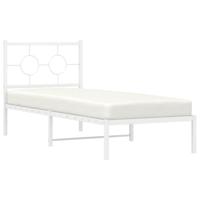 Bedframe met hoofdbord metaal wit 80x200 cm - thumbnail