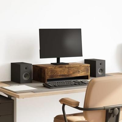 VidaXL Monitorstandaard met lades 50x27x15 cm hout gerookt eikenkleur VidaXL Monitorstandaard met lades 50x27x15 cm hout gerookt eikenkleur