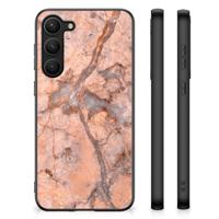 Samsung Galaxy S23 Plus Marmeren Print Telefoonhoesje Marmer Oranje - thumbnail