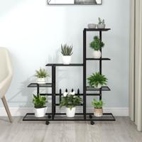 VidaXL Bloemenstandaard met wielen 94,5x25x92,5 cm metaal zwart - thumbnail