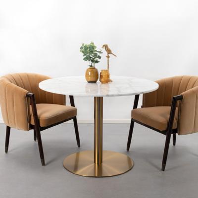 Sohome Ronde Eettafel 'Naima' 105cm, kleur Wit Marmer/Brass Sohome Ronde Eettafel 'Naima' 105cm, kleur Wit Marmer/Brass