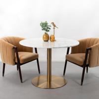 Sohome Ronde Eettafel 'Naima' 105cm, kleur Wit Marmer/Brass - thumbnail