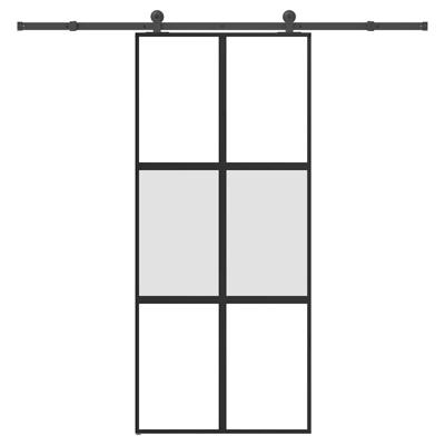Schuifdeur met beslag 90x205 cm gehard glas en aluminium