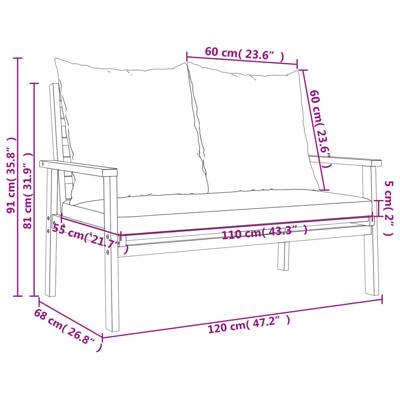 3-delige Loungeset met kussens massief acaciahout 3-delige Loungeset met kussens massief acaciahout