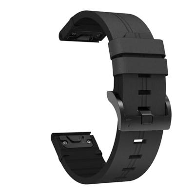 By Qubix - Leren bandje - Zwart - Compatible met Garmin Approach S60 & S62 / Instinct/Instinct 2 (Solar) - Compatible Garmin bandje - Bandbreedte: 22mm