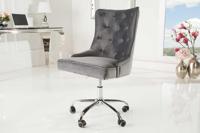 In hoogte verstelbare bureaustoel VICTORIAN zilvergrijs fluweel met Chesterfield-stiksel - 38791 - thumbnail