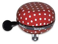 Basil polkadot - fietsbel - 80 mm - rood / wit - thumbnail