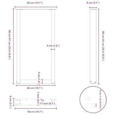 Bartafelpoten 2 st U-vormig 50x(90-91) cm staal zwart
