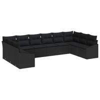 Tuinbankenset met opslag 10 pcs Zwart poly rattan - thumbnail