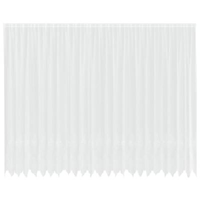 VidaXL Kantgordijn met gordijnen bloemen wit 260 x 600 cm polyester VidaXL Kantgordijn met gordijnen bloemen wit 260 x 600 cm polyester