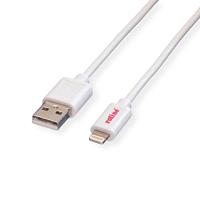 ROLINE 8pin naar USB 2.0 kabel voor iPhone, iPod, iPad, wit, 1 m - thumbnail