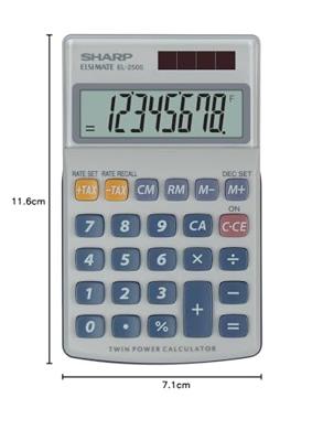 Citizen SH-EL250S Calculator Sharp EL250S Grijs-blauw Hand 8 Digit