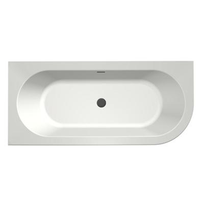 Half-vrijstaand bad Xenz Charley | 165x76 cm | Links | Incl.Badafvoer-Zwart mat | Sleuf overloop | Acryl | Mat wit